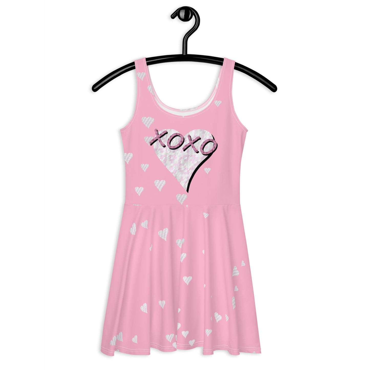 Skater Dress Hex Heart XOXO Pink