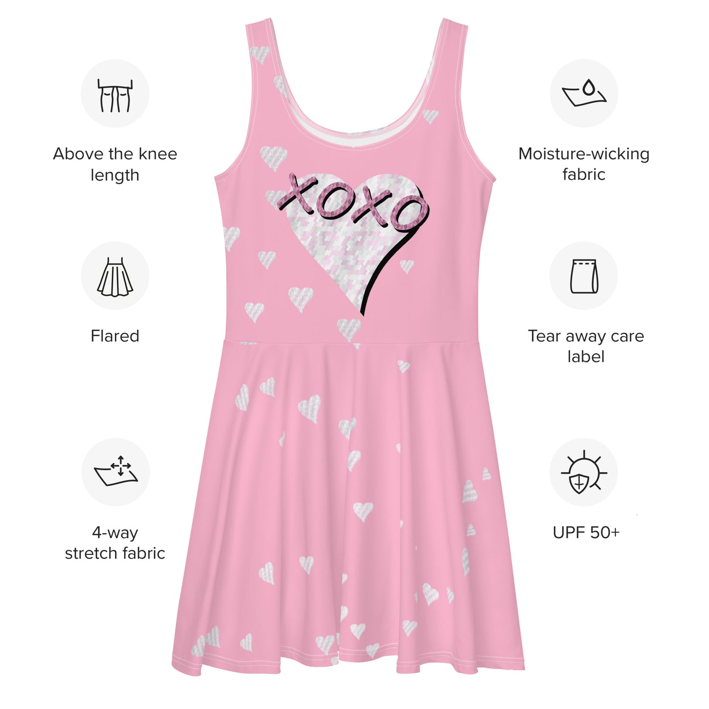 Skater Dress Hex Heart XOXO Pink