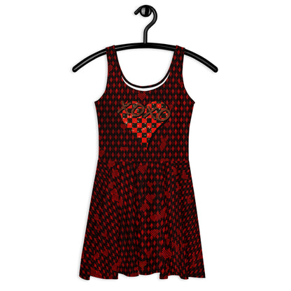 Skater Dress Checkered Heart XOXO Red Argyle