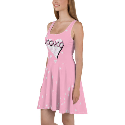 Skater Dress Hex Heart XOXO Pink