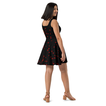 Skater Dress Checkered Heart XOXO Black