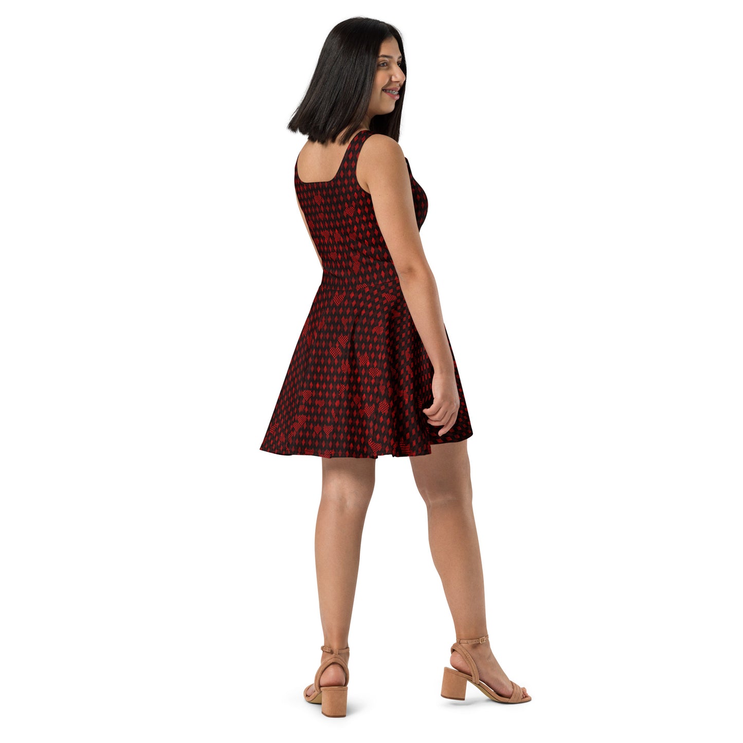 Skater Dress Checkered Heart XOXO Red Argyle