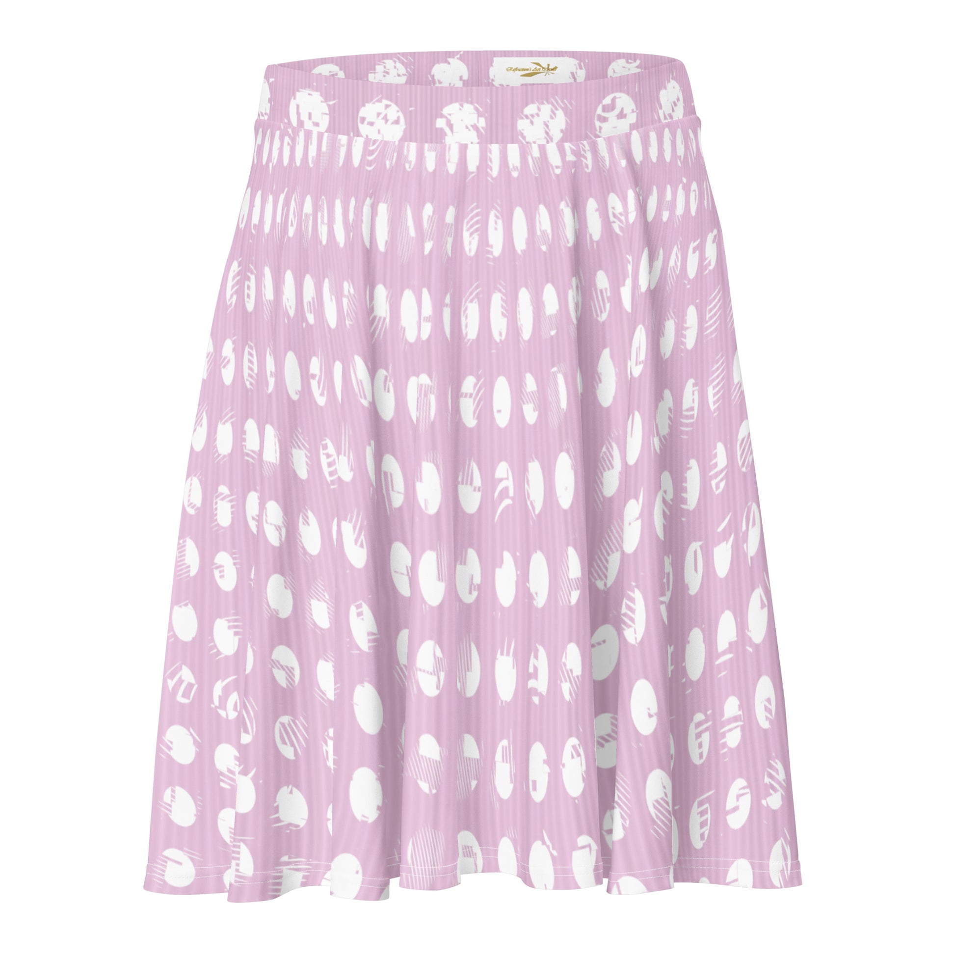 Women's White Polka Dot Pink Skater Skirt