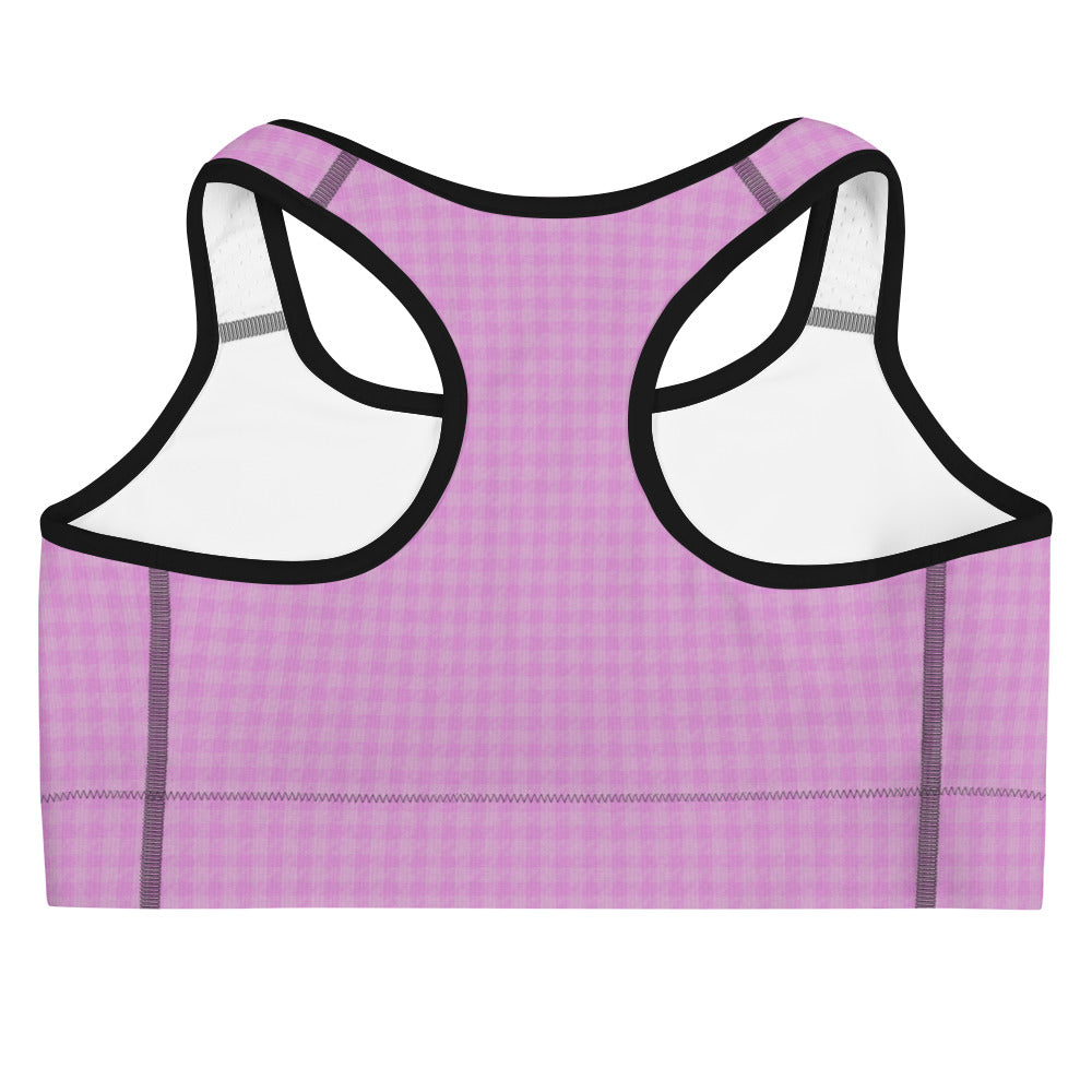 Women's Sports Bra Pink Houndstooth-Gingham Mix