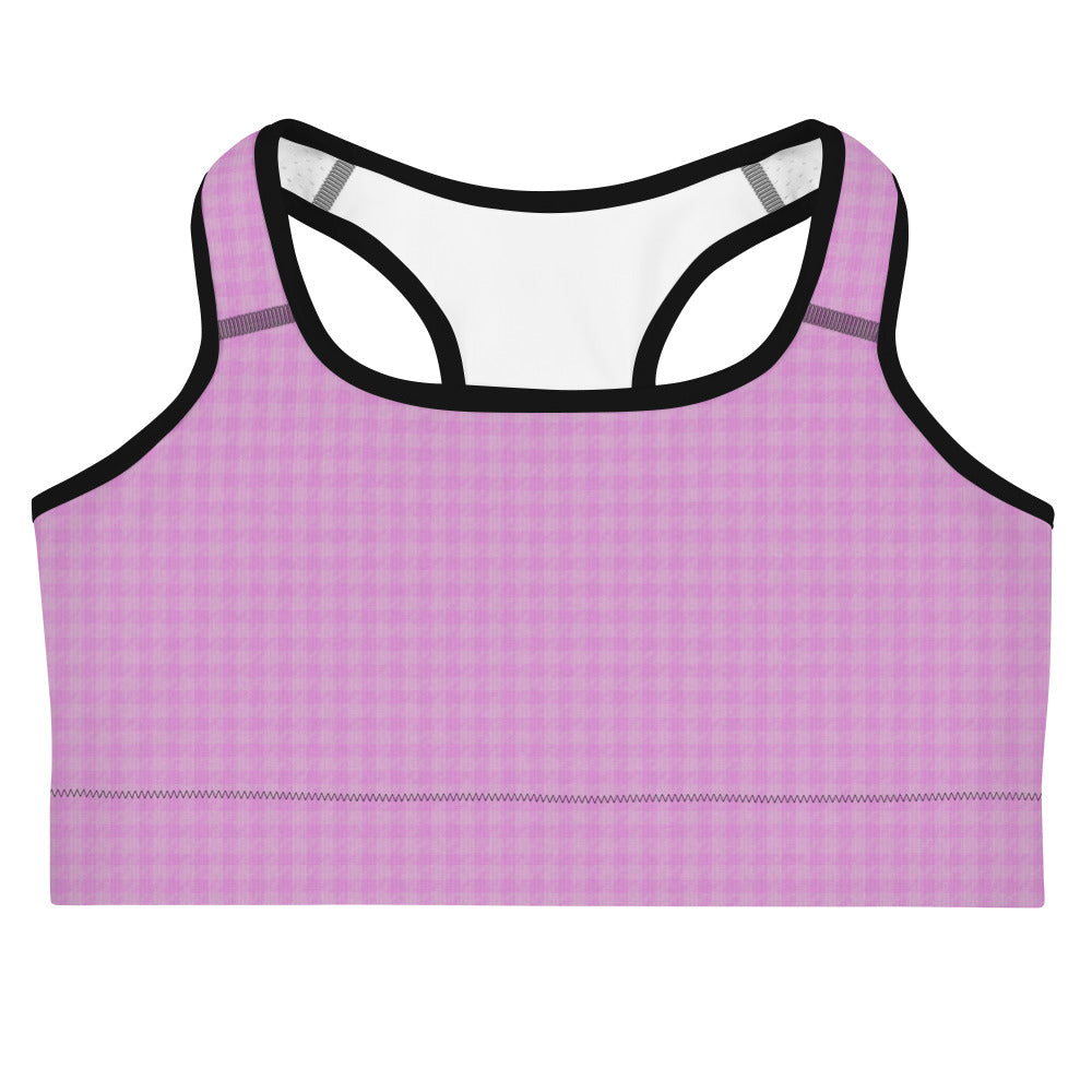 Women's Sports Bra Pink Houndstooth-Gingham Mix