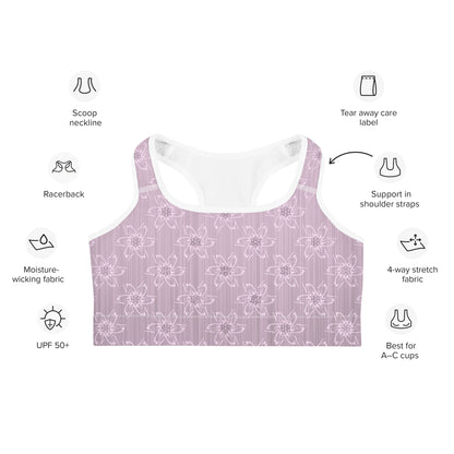 Women's Light Pink Floral Sports Bra