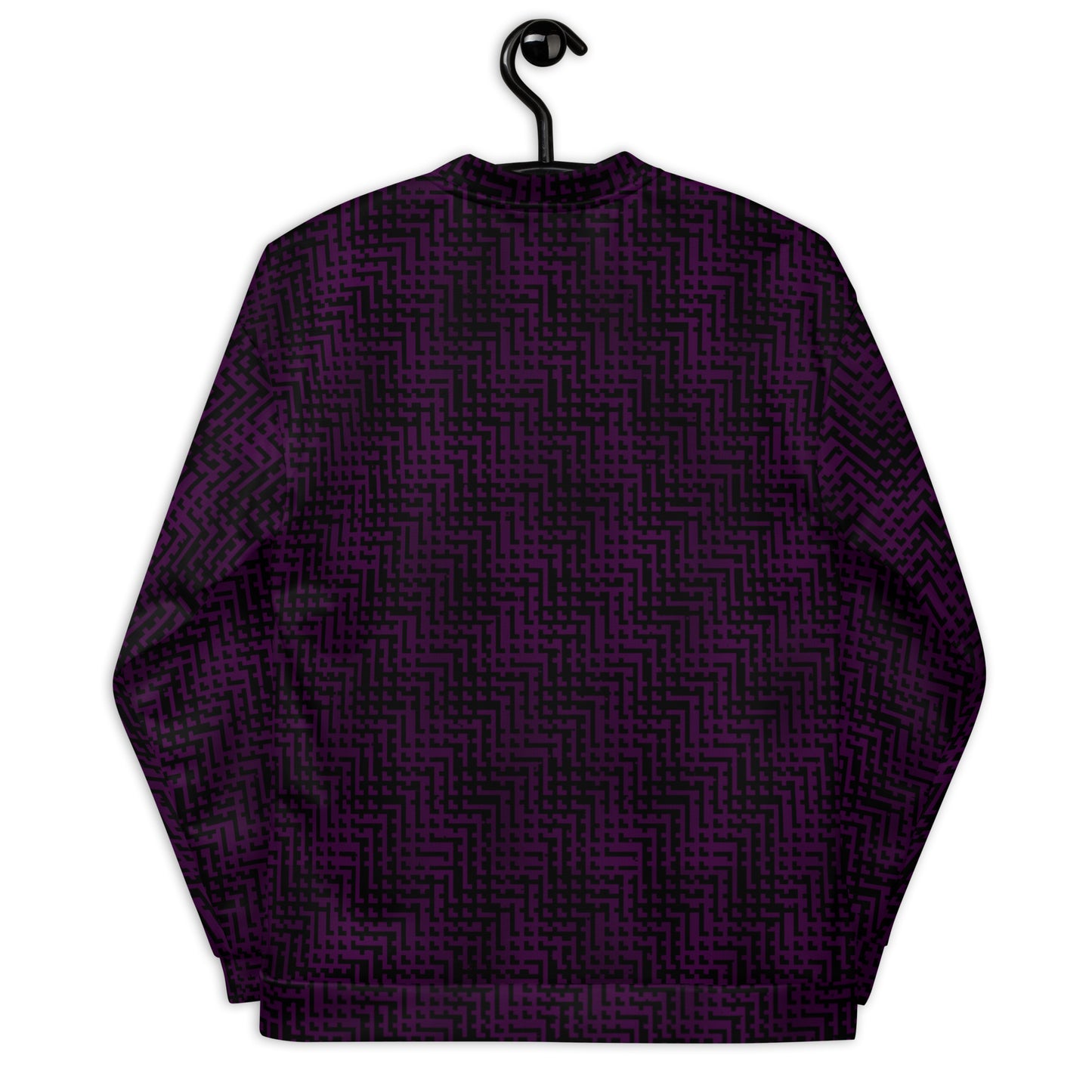 Unisex Bomber Jacket Black & Purple Houndstooth-Gingham Mix