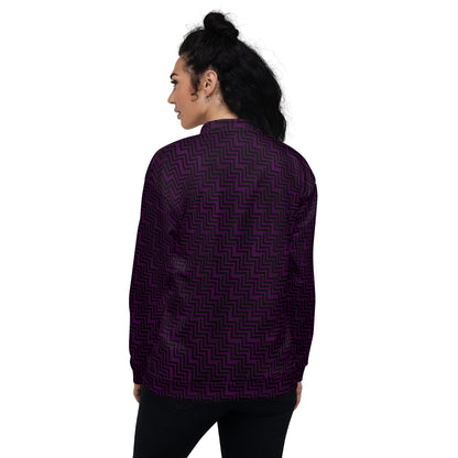 Unisex Bomber Jacket Purple & Black Zig Zag Print