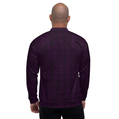 Unisex Bomber Jacket Purple & Black Zig Zag Print