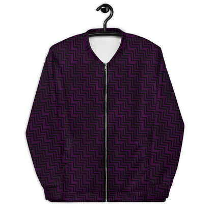 Unisex Bomber Jacket Purple & Black Zig Zag Print