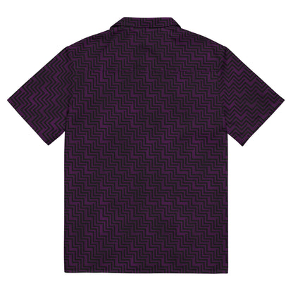 Unisex Button Shirt Purple & Black Zig Zag Print