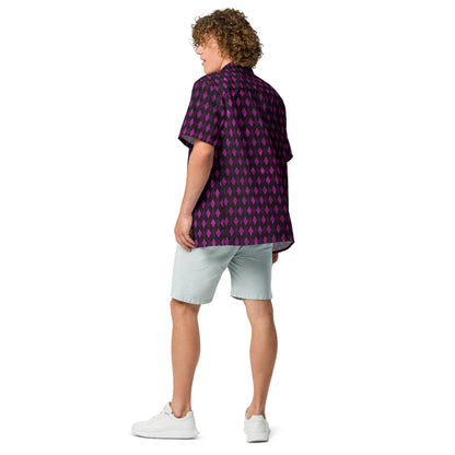 Unisex Button Shirt Purple Argyle