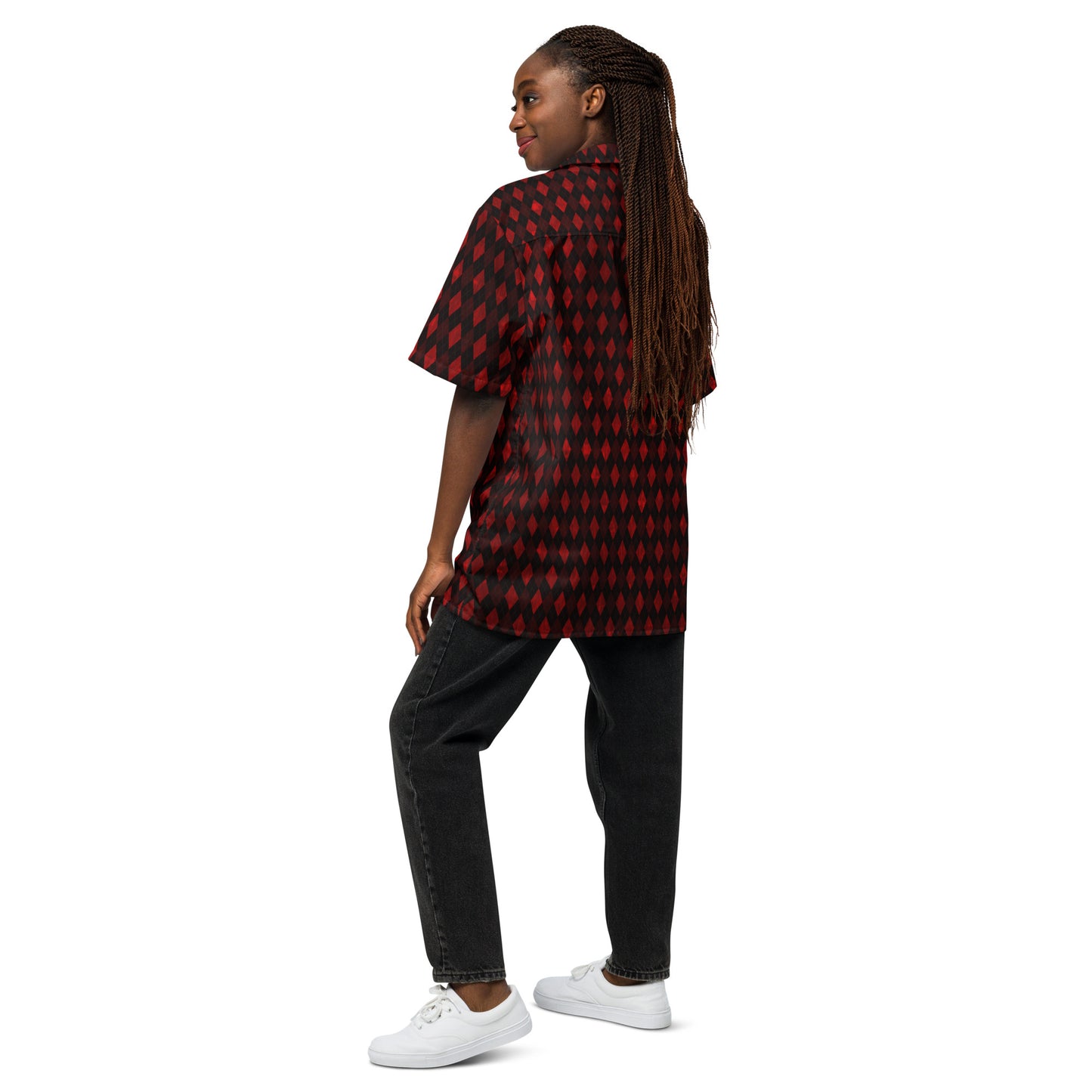 Unisex Button Shirt Red Argyle