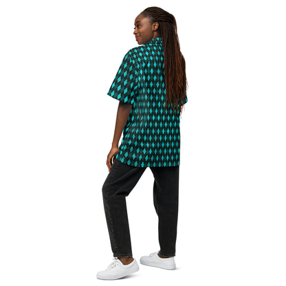 Unisex Button Shirt Teal Argyle