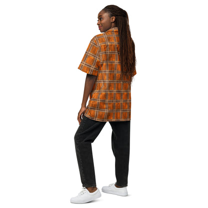 Unisex Button Shirt Orange Plaid