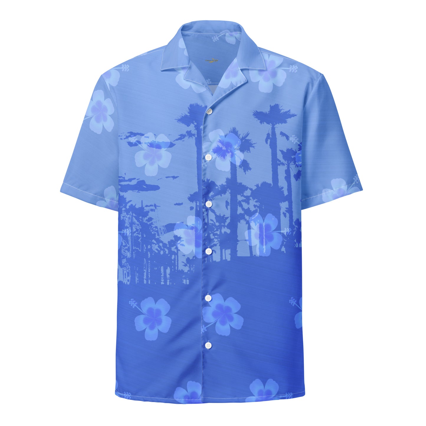 Unisex Button Shirt Hawiian Print in Blue