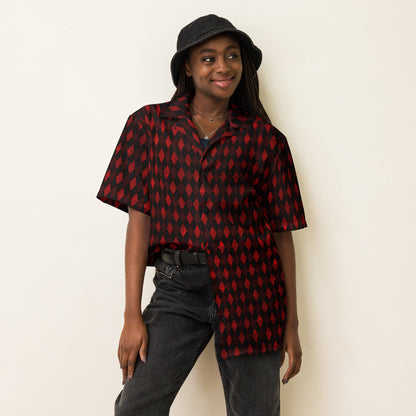 Unisex Button Shirt Red Argyle