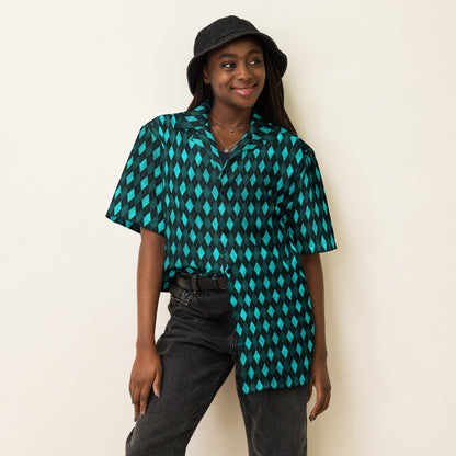 Unisex Button Shirt Teal Argyle