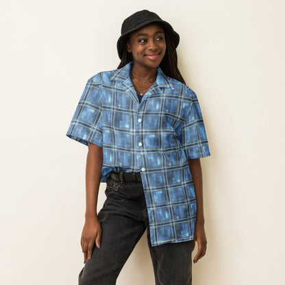 Unisex Button Shirt Blue Plaid