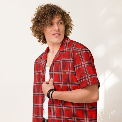 Unisex Button Shirt Red Plaid