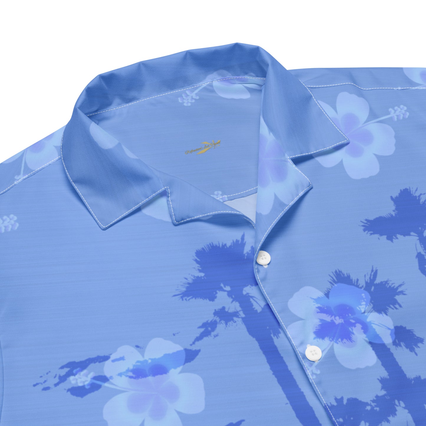 Unisex Button Shirt Hawiian Print in Blue