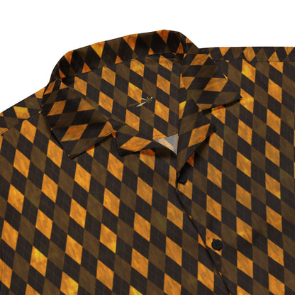 Unisex Button Shirt Orange Argyle