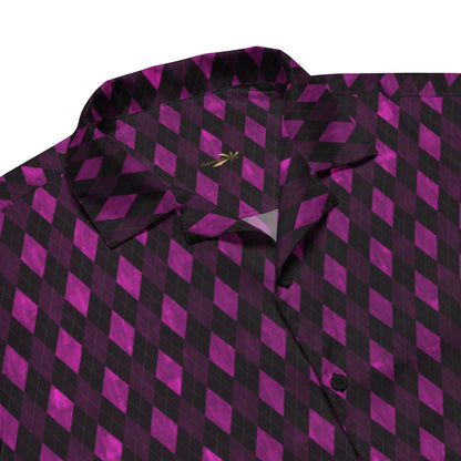 Unisex Button Shirt Purple Argyle