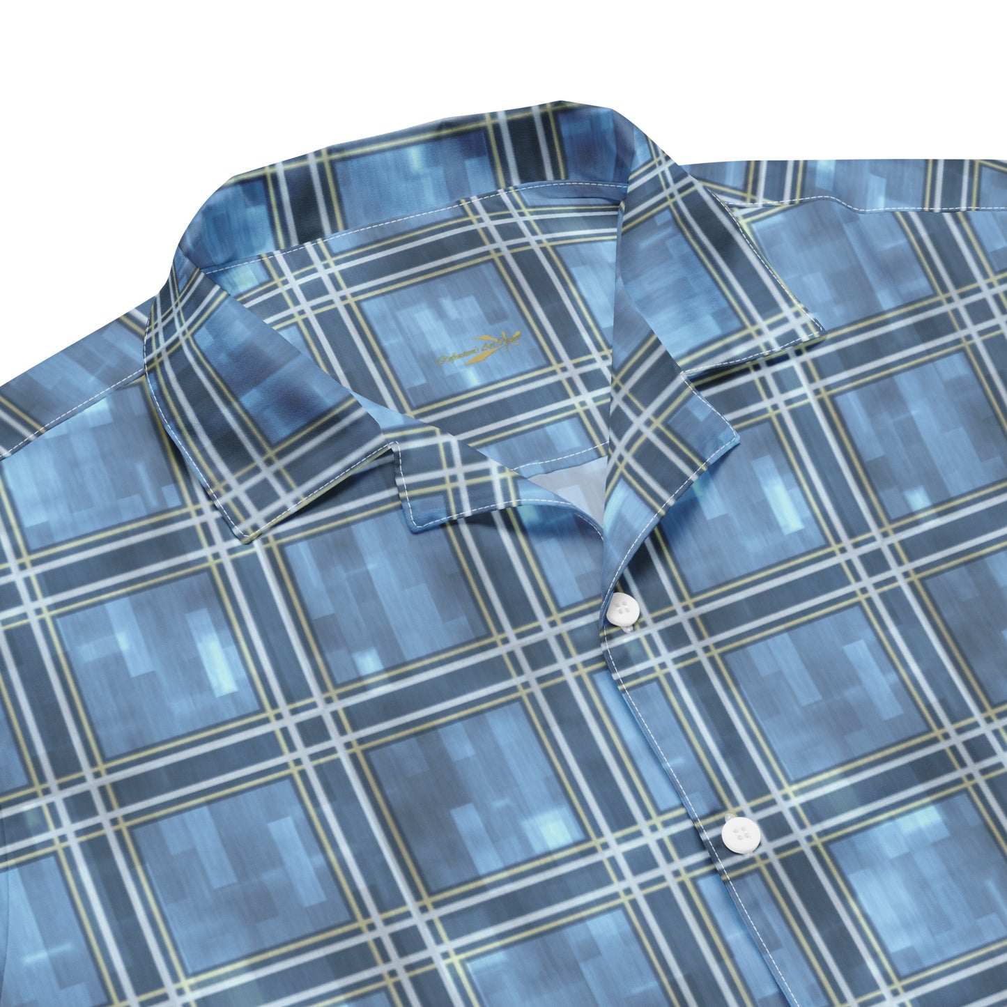 Unisex Button Shirt Blue Plaid