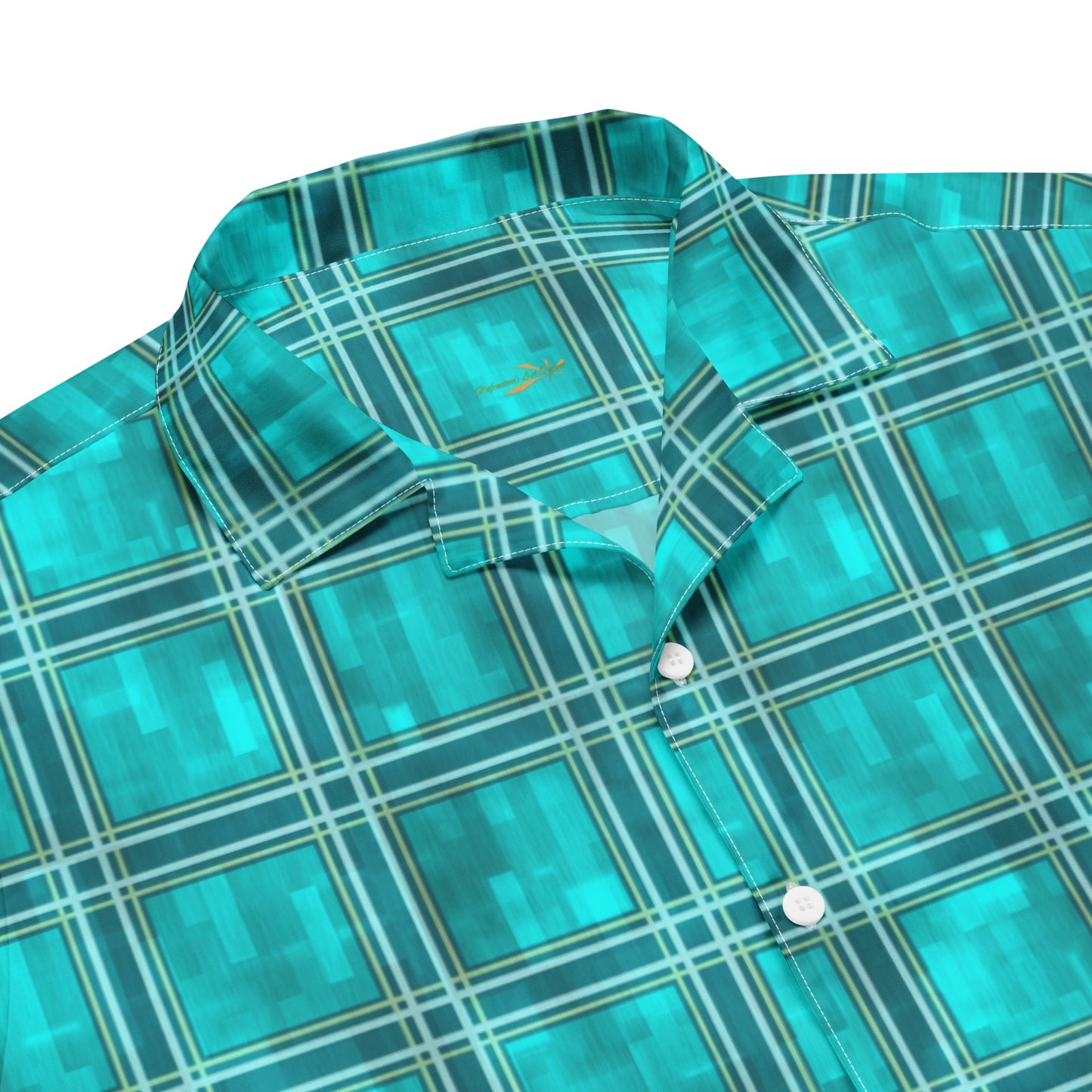 Unisex Button Shirt Teal Plaid