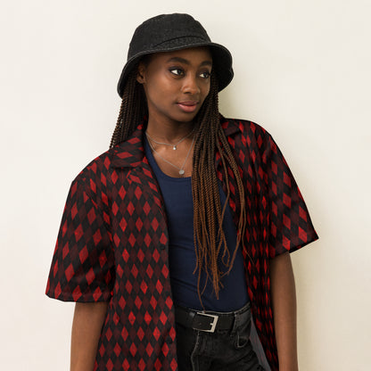 Unisex Button Shirt Red Argyle