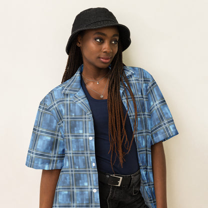 Unisex Button Shirt Blue Plaid