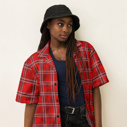 Unisex Button Shirt Red Plaid