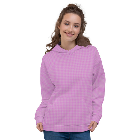 Women's Hoodie Pink Houndstooth-Gingham Mix