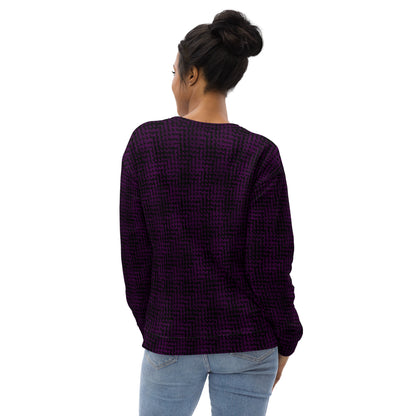 Unisex Sweatshirt Black & Purple Houndstooth-Gingham Mix