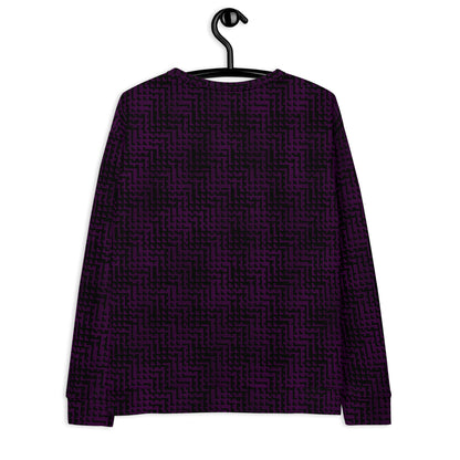 Unisex Sweatshirt Black & Purple Houndstooth-Gingham Mix