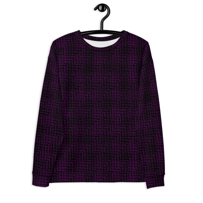 Unisex Sweatshirt Black & Purple Houndstooth-Gingham Mix