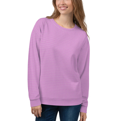 Women's Sweatshirt Pink Houndstooth-Gingham Mix