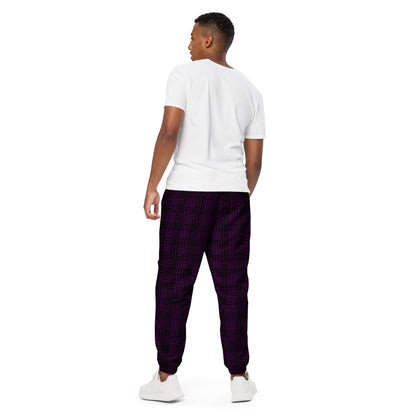 Unisex Track Pants Black & Purple Houndstooth-Gingham Mix