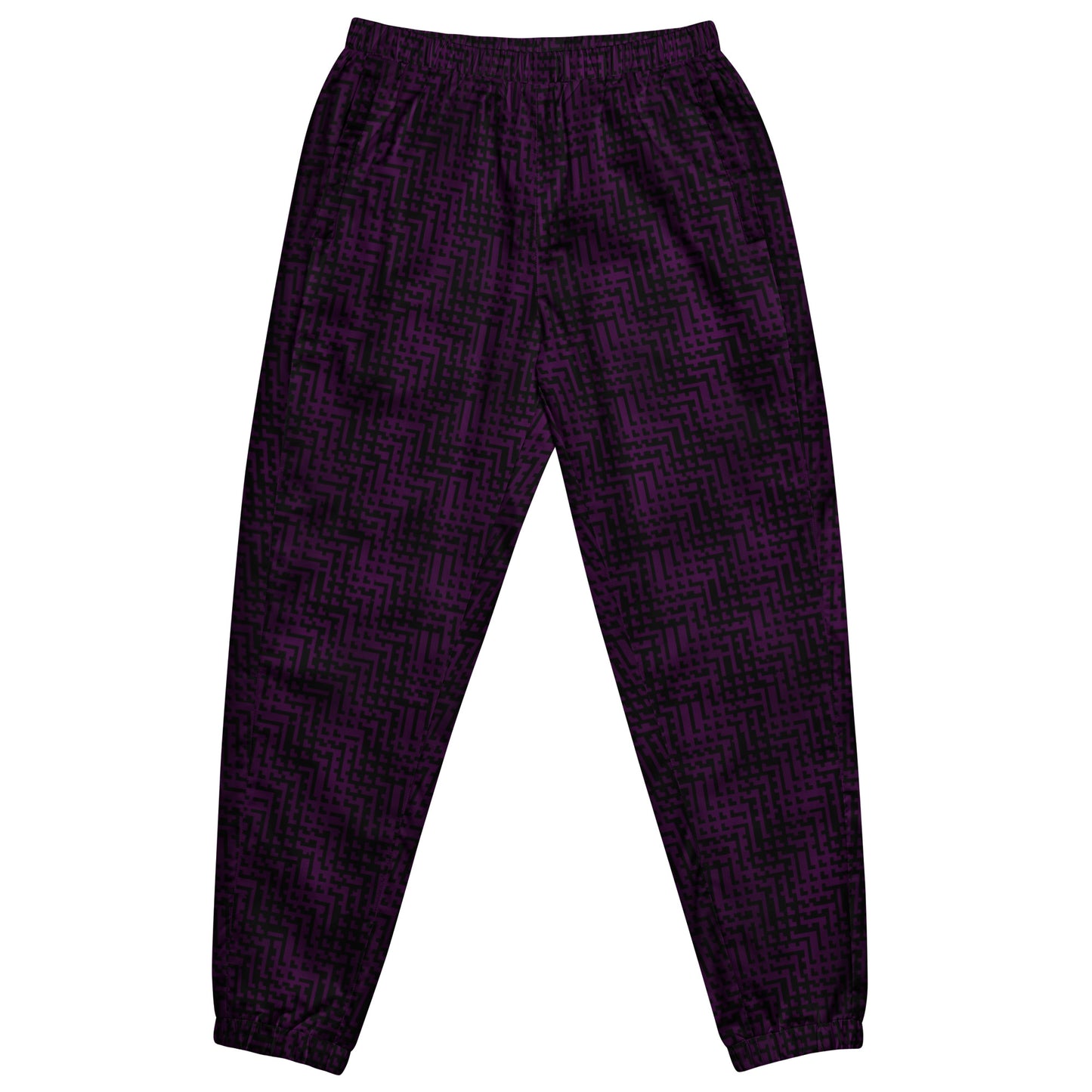 Unisex Track Pants Black & Purple Houndstooth-Gingham Mix