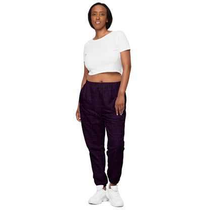 Unisex Track Pants Purple & Black Zig Zag Print