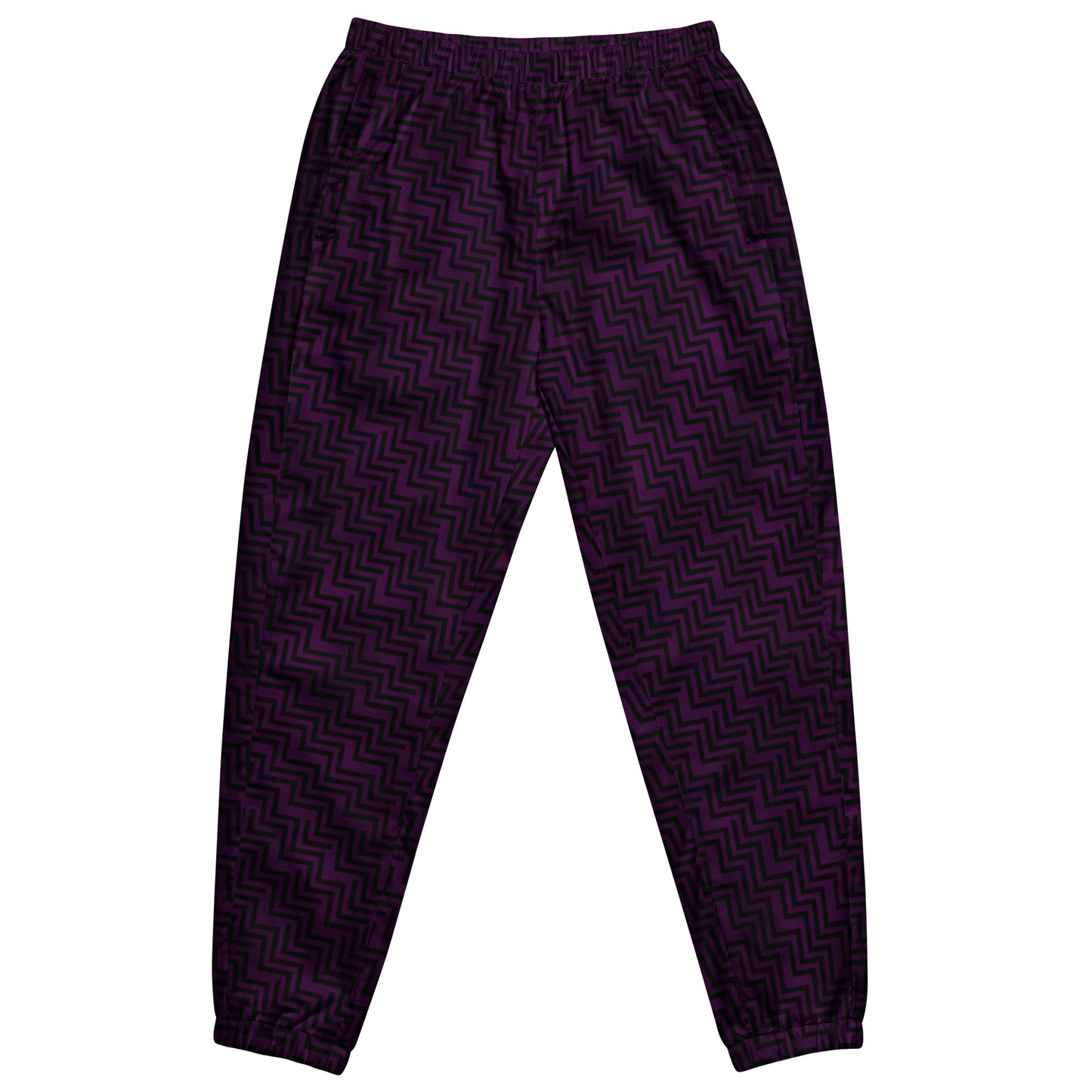 Unisex Track Pants Purple & Black Zig Zag Print