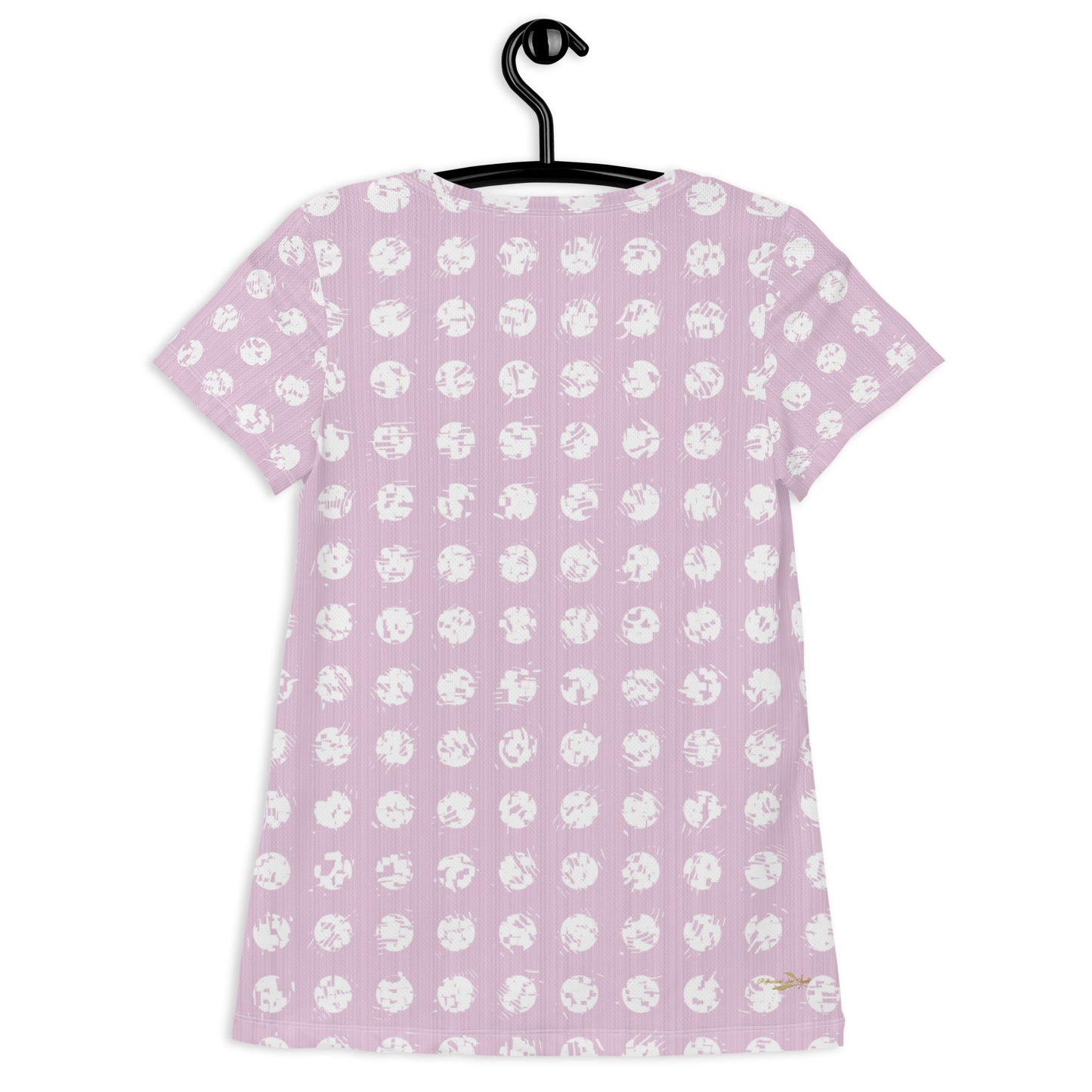 Women's White Polka Dot Pink Athletic T-shirt