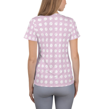 Women's White Polka Dot Pink Athletic T-shirt