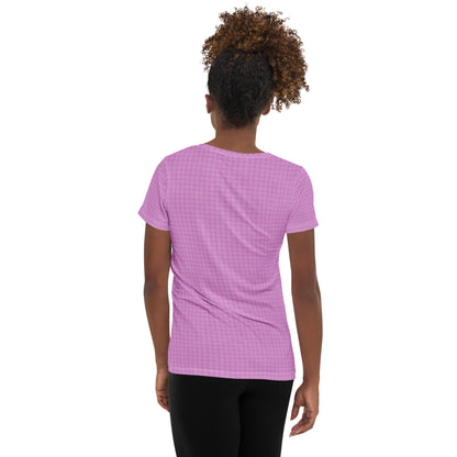 Women's Athletic T-Shirt Pink Houndstooth-Gingham Mix