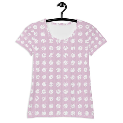 Women's White Polka Dot Pink Athletic T-shirt