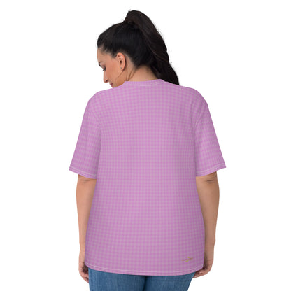 Women's T-shirt Pink Houndstooth-Gingham Mix