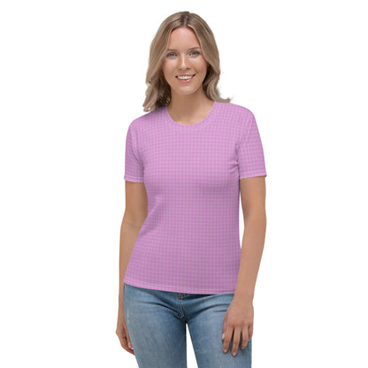 Women's T-shirt Pink Houndstooth-Gingham Mix