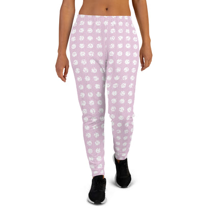 Women's White Polka Dot Pink Joggers