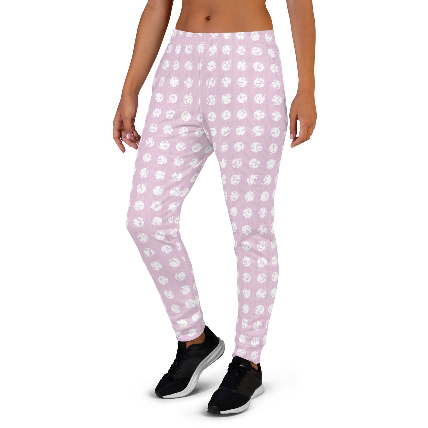 Women's White Polka Dot Pink Joggers