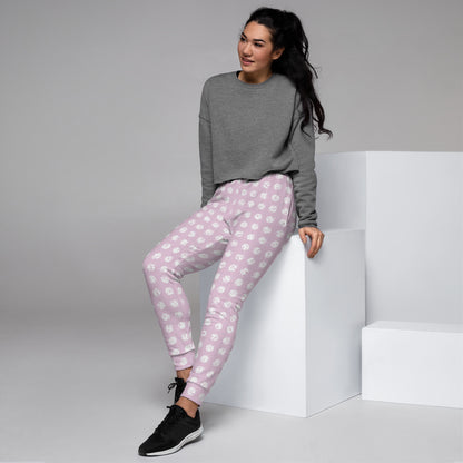 Women's White Polka Dot Pink Joggers